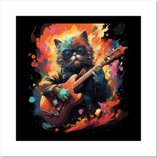 Exotic Shorthair Playing Guitar Posters and Art